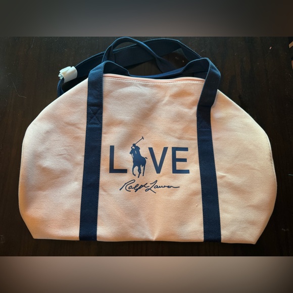 Ralph Lauren Coral and Navy Tote - Picture 1 of 2